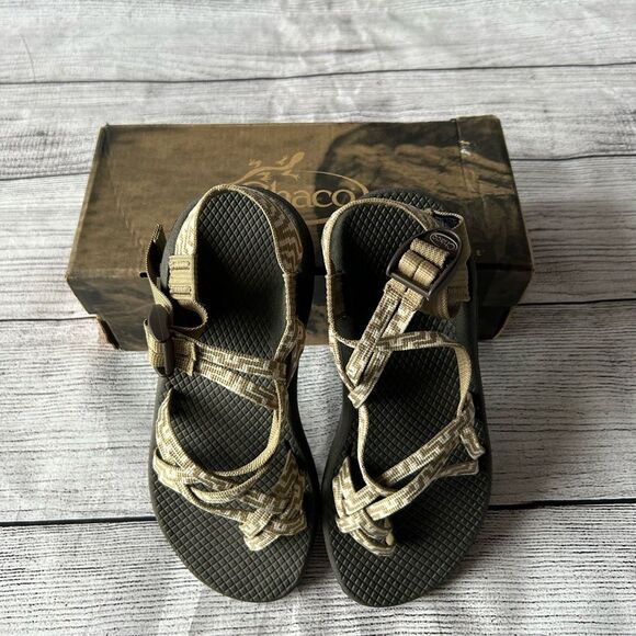 NIB Chaco Z Cloud X2 Kelp Knit tan and white sandals size 6 - Picture 2 of 8